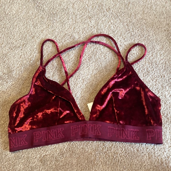 PINK Victoria's Secret Other - PINK Victoria's Secret Velvet Bra in Deep Red